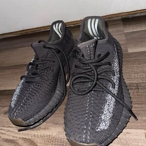 Yeezy Boost 350 V2 Reflective Black & White Stripe Athletic Shoes